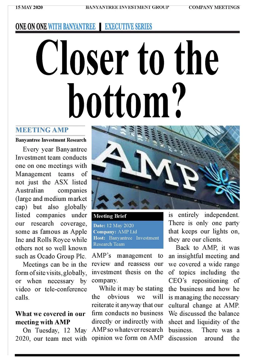 Closer to the bottom?