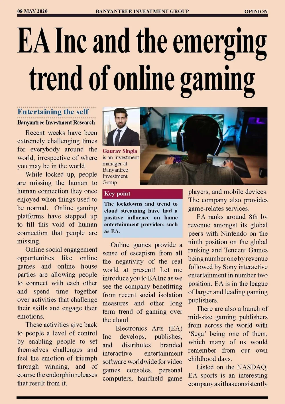 EA Inc and the emerging trend of online gaming