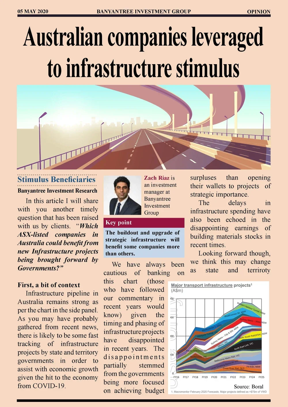 Australian companies leveraged to infrastructure stimulus