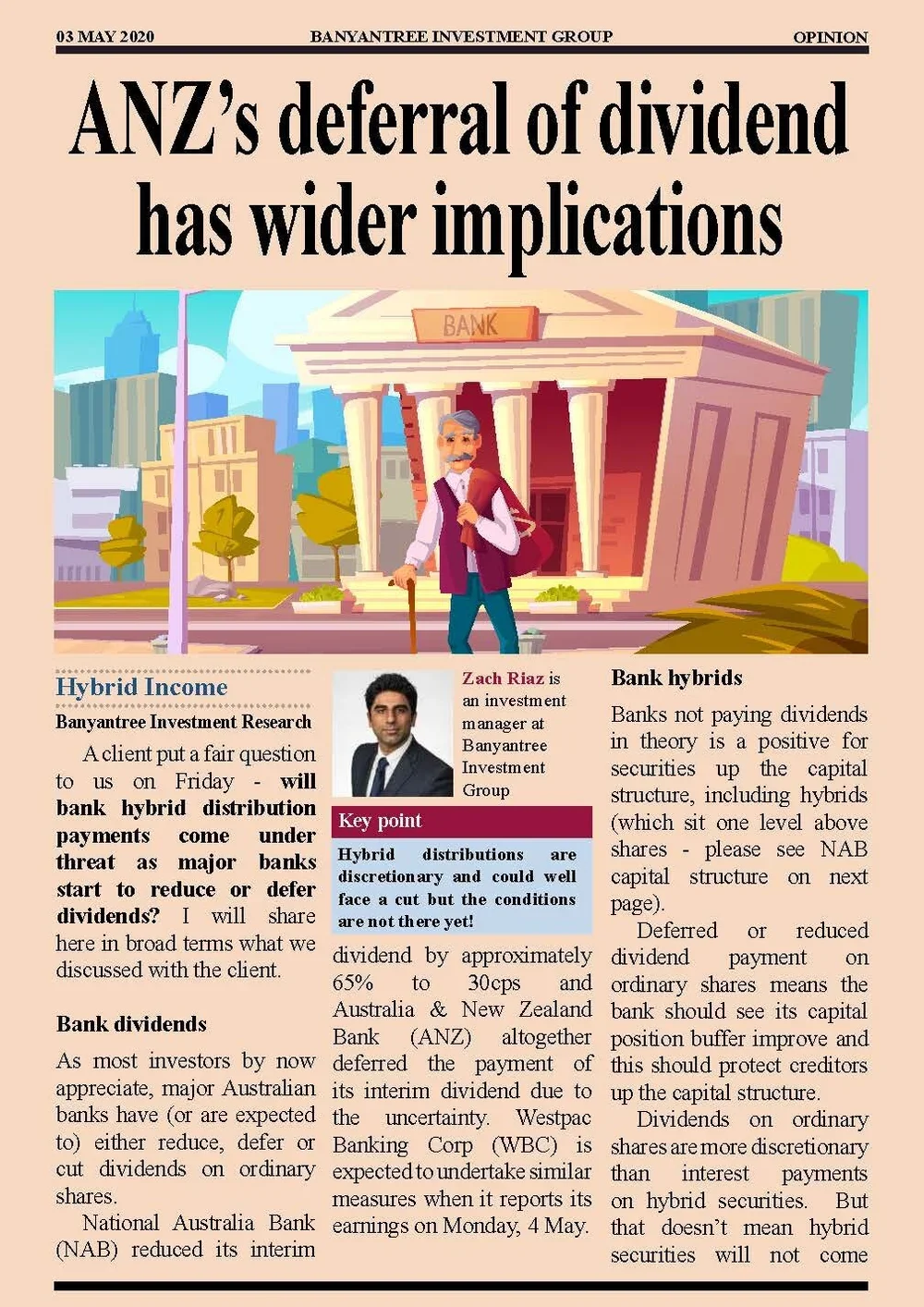 ANZ’s deferral of dividend has wider implications