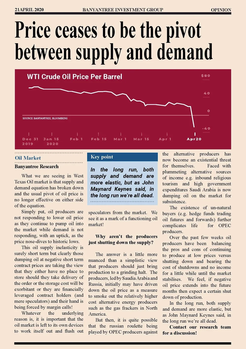 U.S. Oil Market: Price ceases to be the pivot between supply and demand