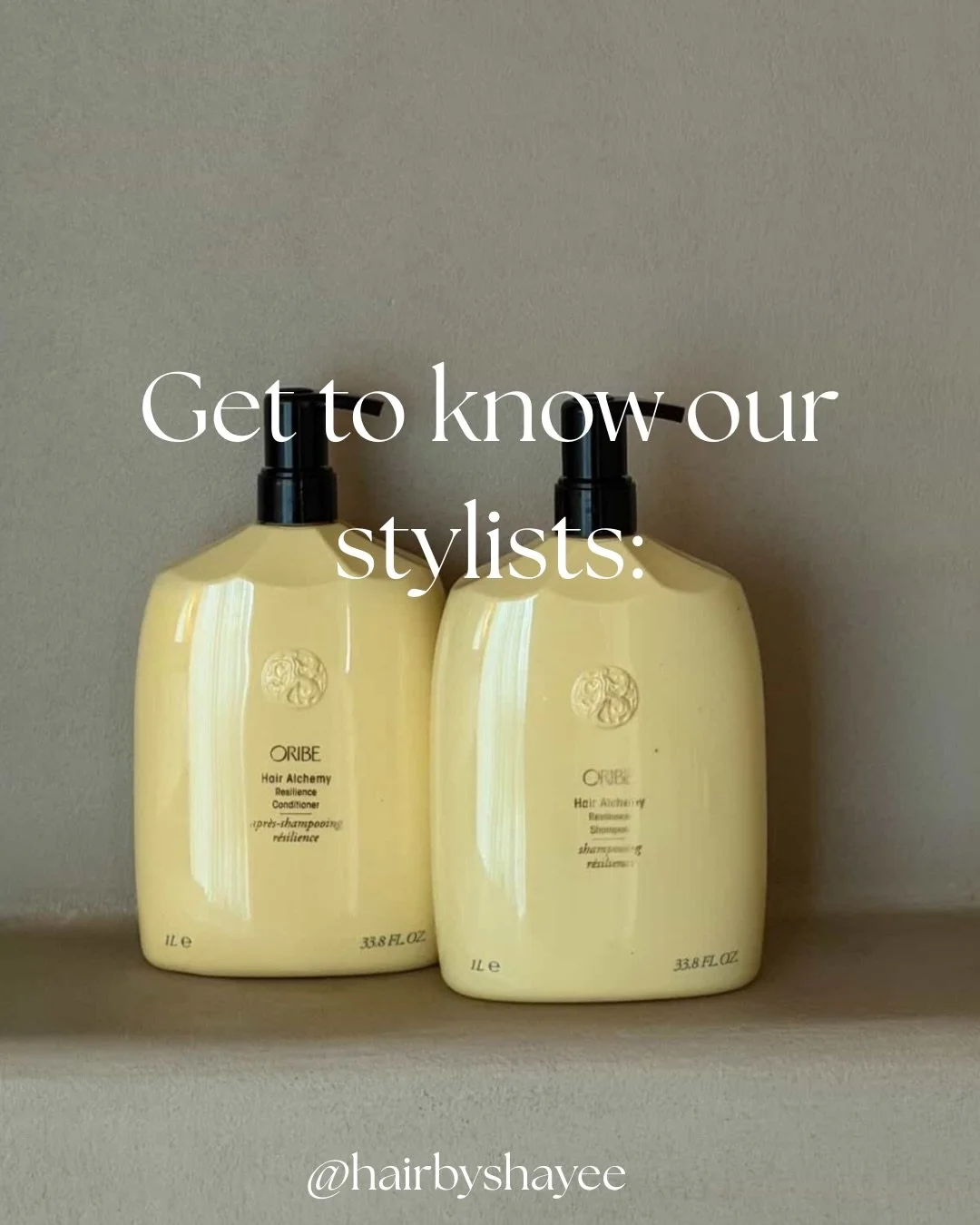 GET TO KNOW OUR STYLISTS: 
SHAYE🤍🤍 @hairbyshayee 
Shaye loves to do lived in color and cuts. Her favorite products are the oribe hair alchemy shampoo and conditioner and the kerastase elixir hair oil. She loves to take her dog on long hikes and spe