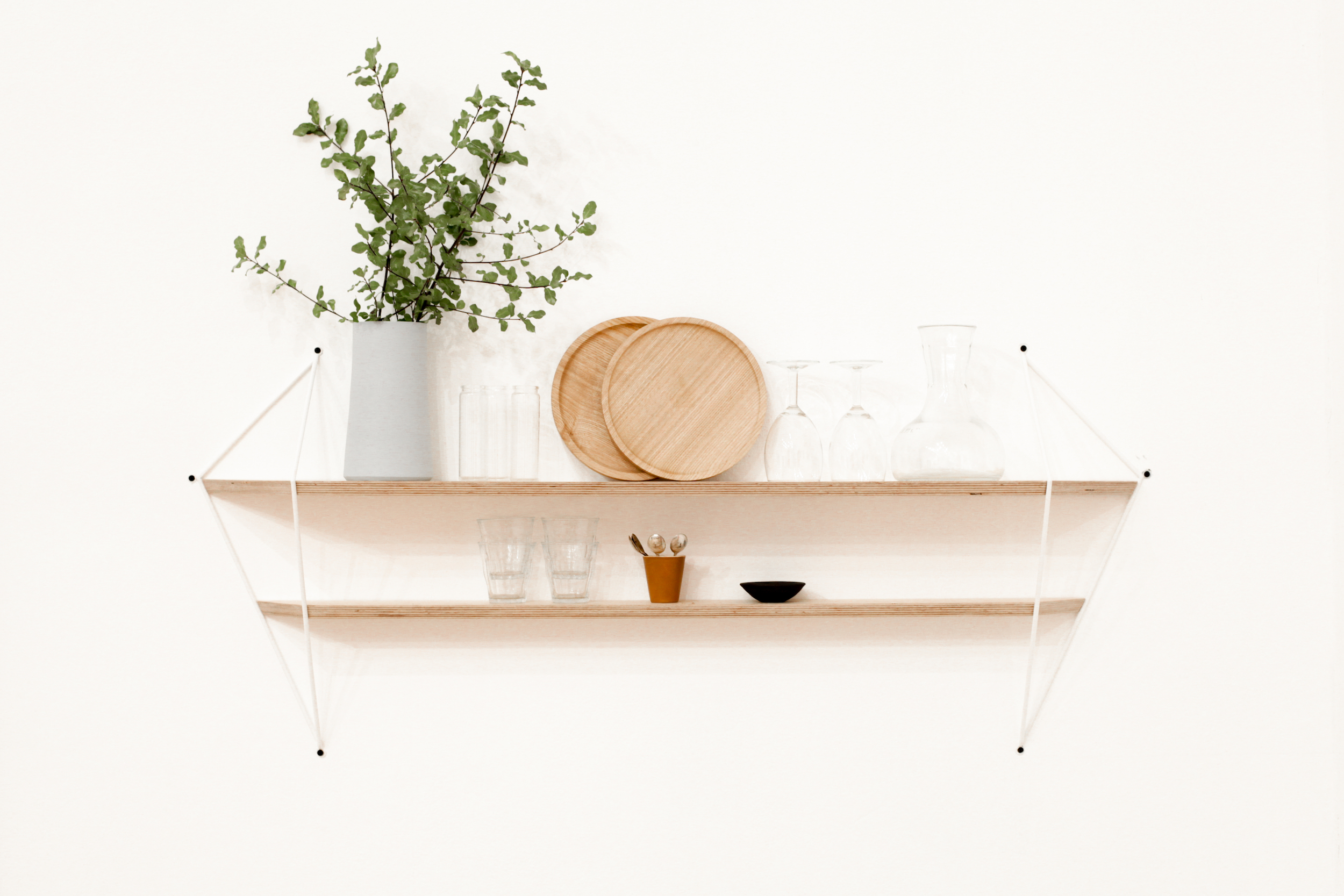 observer shelves with decoration on white background