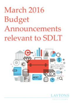Budget Announcements relevant to SDLT