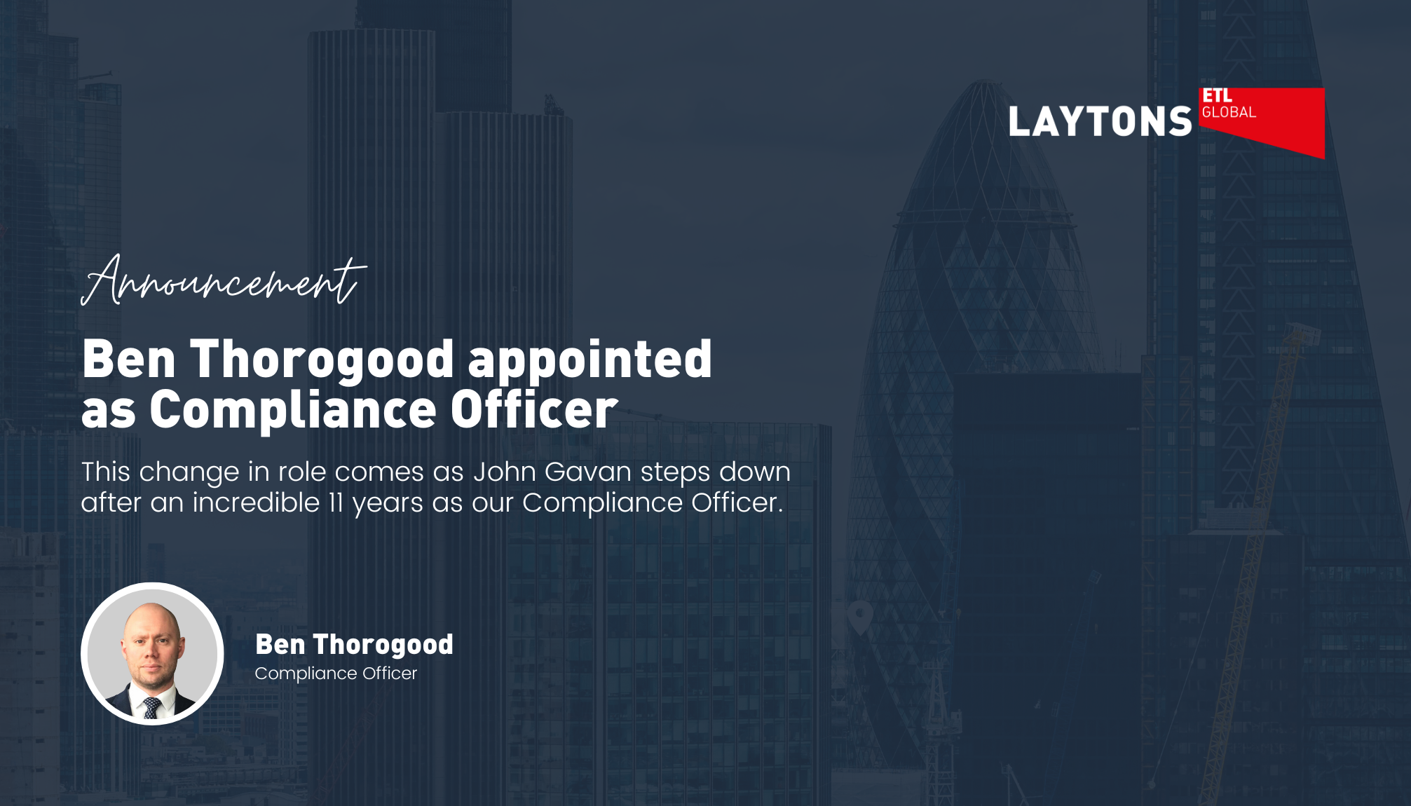 Ben Thorogood appointed new Compliance Officer for Legal Practice
