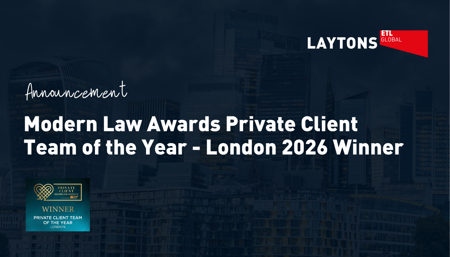 Laytons ETL named London team of the year at Modern Law Private Client Awards