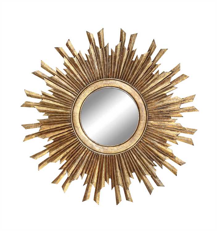 35-1/2" Round MDF Sunburst Mirror, Gold Finish- can order