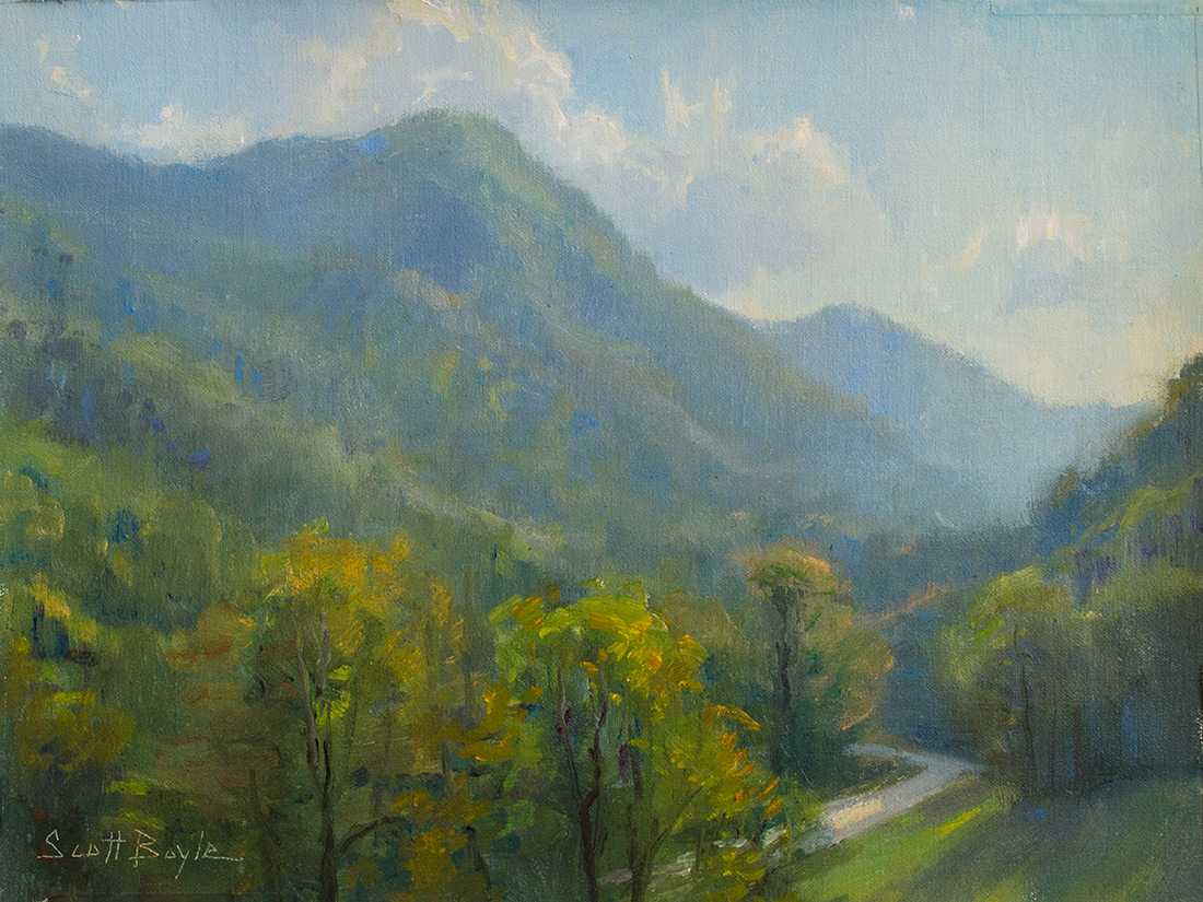 Recent painting - 'View from the Gathering Place" 12 x 16 oil -Chimney Rock, NC