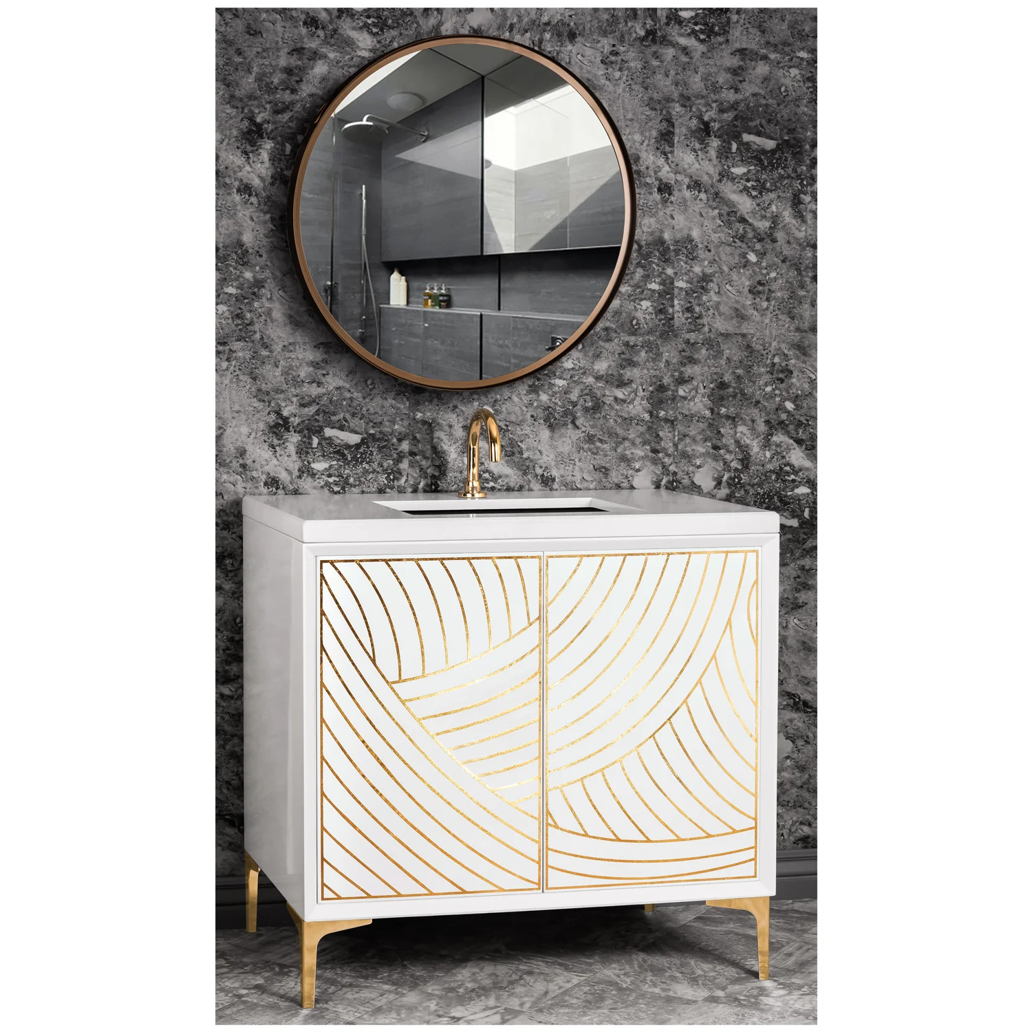 VAN36W-001 36" White Lateen - Shown with PB (Polished Brass Finish)