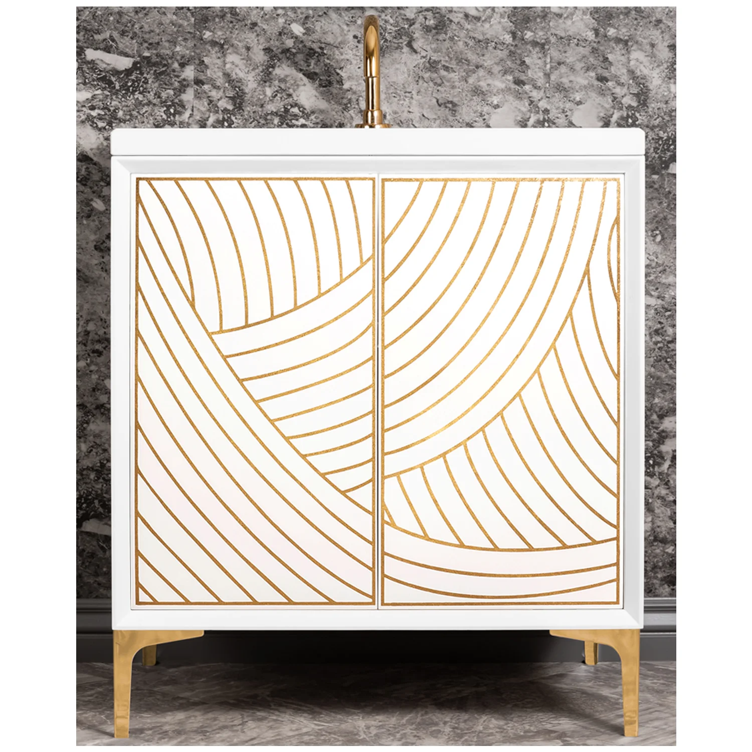 VAN30W-001 30" White Lateen - Shown with PB (Polished Brass Finish)