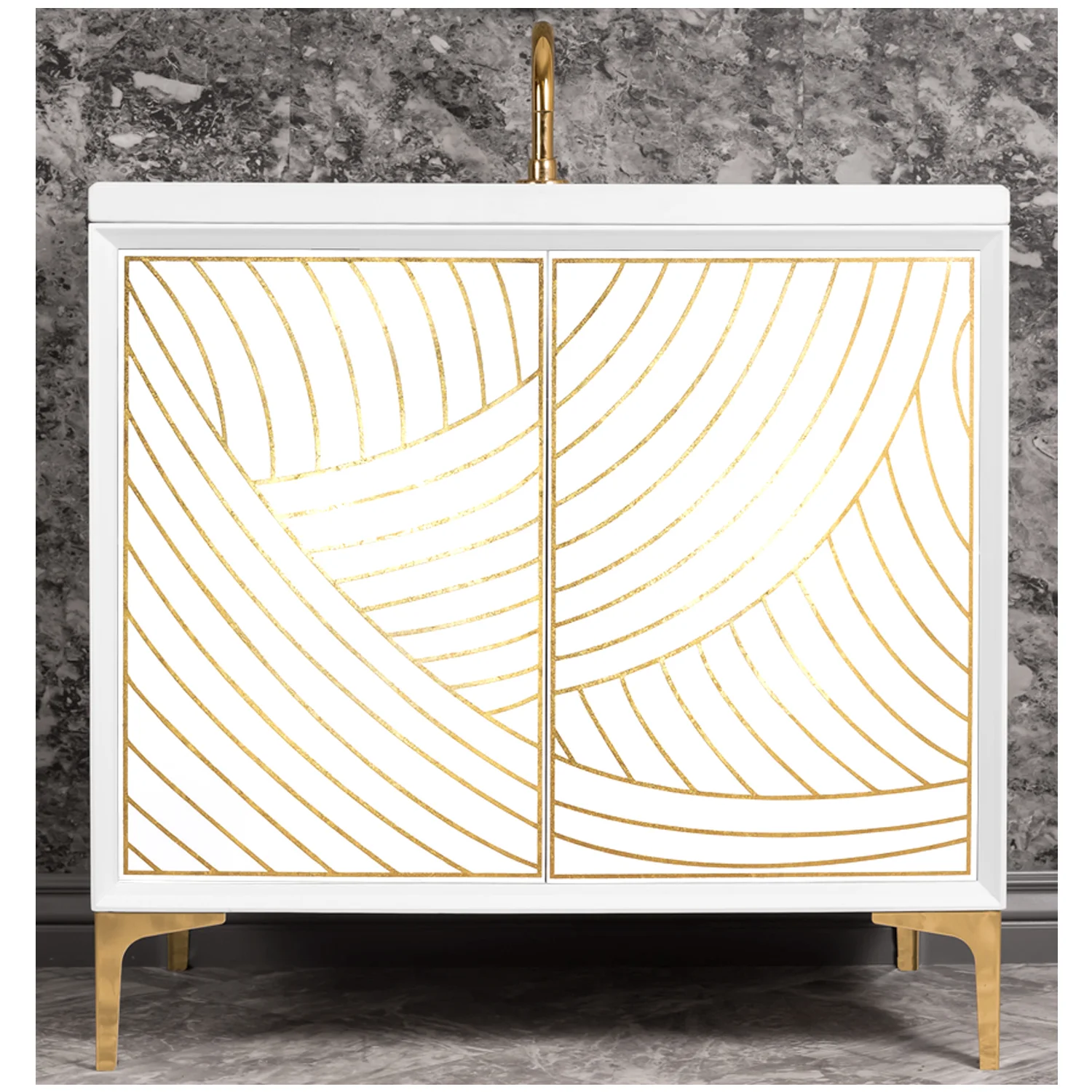 VAN36W-001 36" White Lateen - Shown with PB (Polished Brass Finish)
