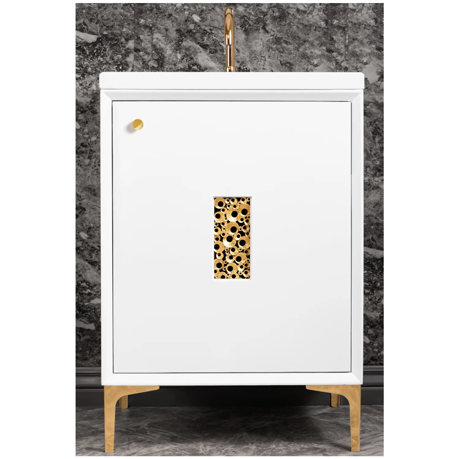 VAN24W-010 24" White Frame with Coral - Shown with PB (Polished Brass)