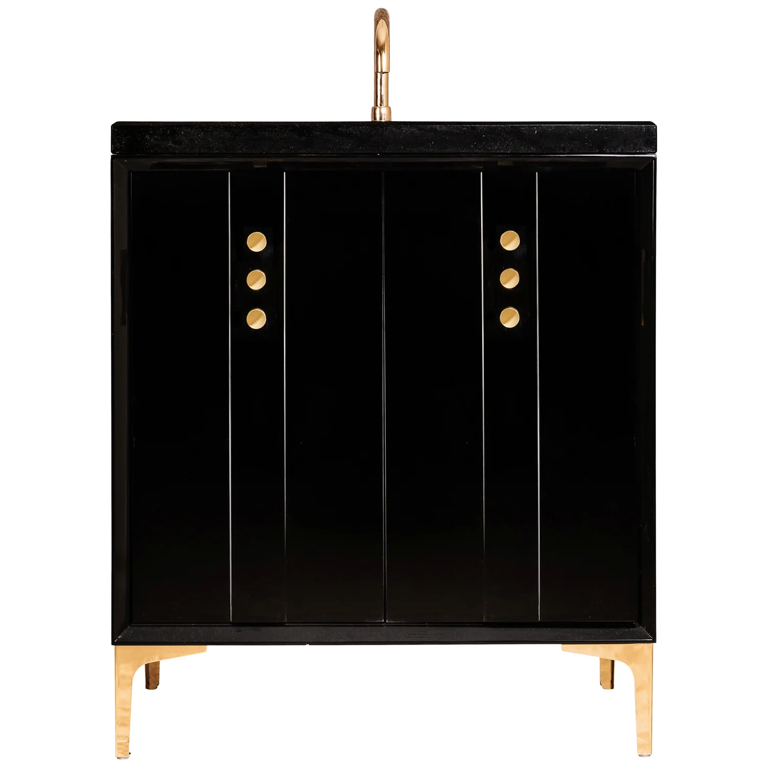 VAN30B-009 30" Black Tuxedo With Buttons - Shown with PB (Polished Brass)