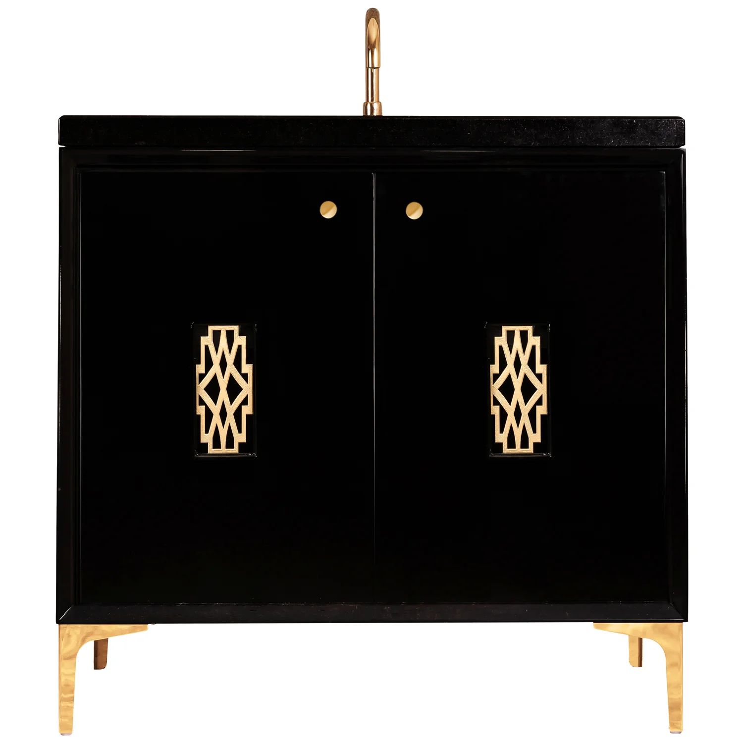 VAN36B-0011 36" Black Frame With Deco - Shown with PB (Polished Brass)