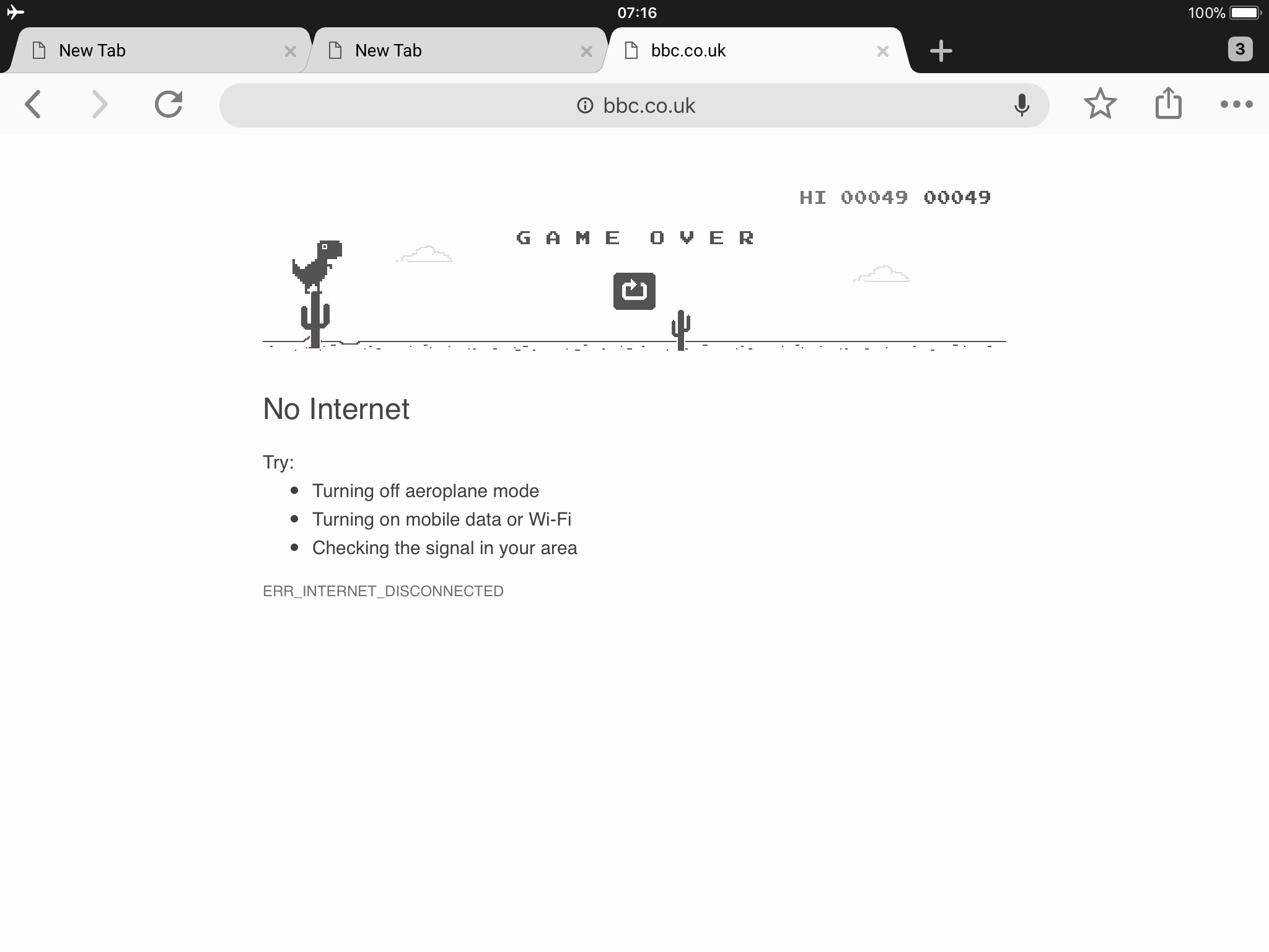 Chrome Easter Egg, the Dino game