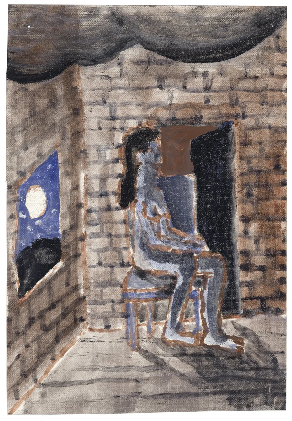 Ground Floor, 2017, oil on paper, 8.5 x 5.75 in