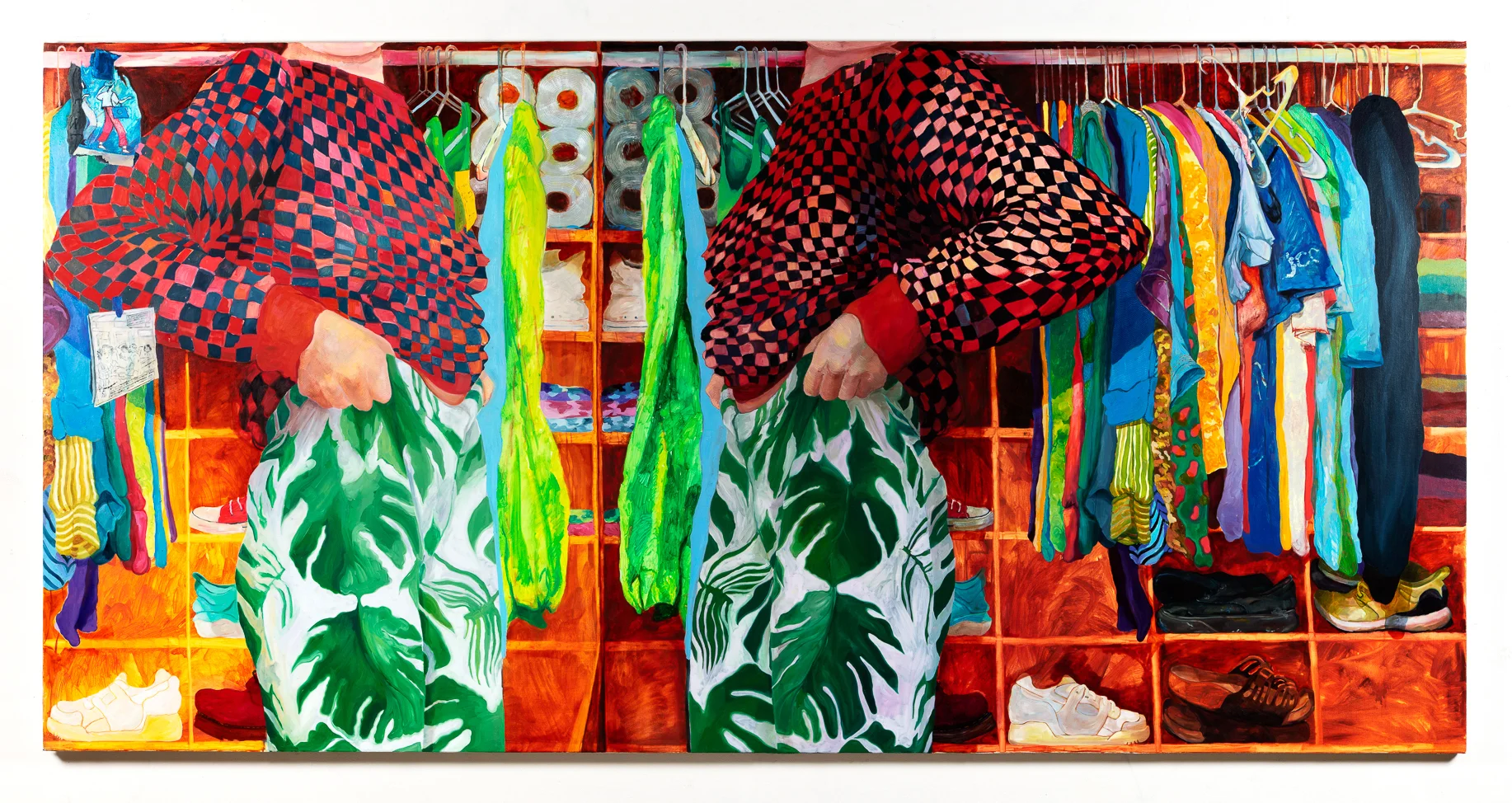 Rebecca Ness, Closet , 2019, oil on canvas, 60 x 120 inches