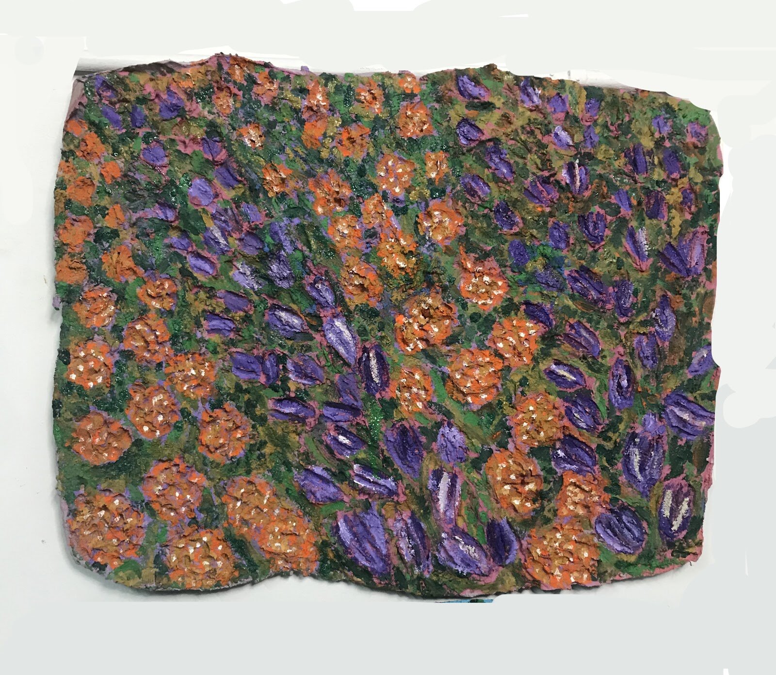   Jarrett Key   Alabama Flowers (Sunset),  2020 oil on cement (fresco) 21h x 23.5w inches 