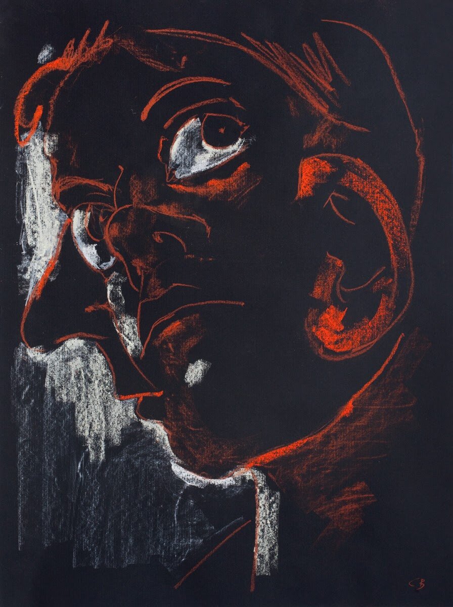   Cristina BanBan   Dos caras,  2020 chalk pastel on paper 24h x 18w inches 