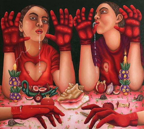 María Fragoso, Seeding, 2020, oil on canvas, 36h x 40w inches