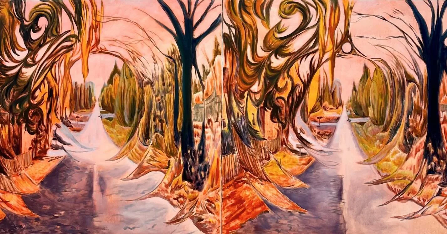 Am I seeing double? No, I&rsquo;m looking at Alex McAdoo&rsquo;s massive diptych Two Cowgill Aves. McAdoo is one of the eleven contemporary painters featured in our year-end group exhibition UNTILTED: Painting Perspectives and Interpretations. 

Alex