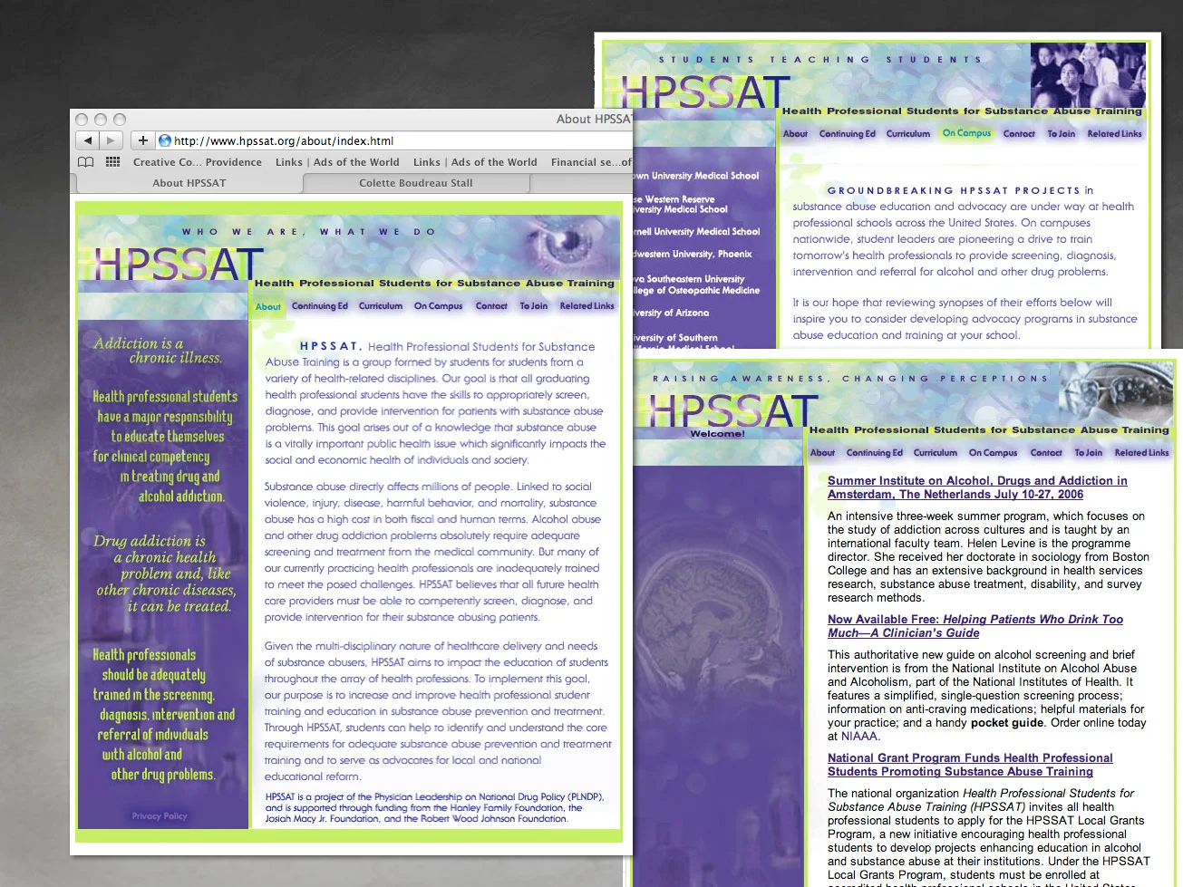 Health Professional Students for Substance Abuse Training (HPSSAT)  |  website design/development