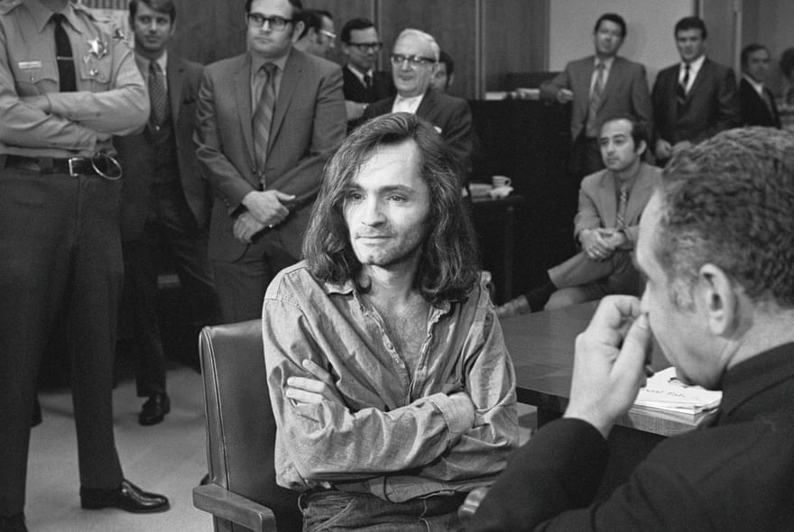 Charles Manson in court, 1970. Getty Images.
