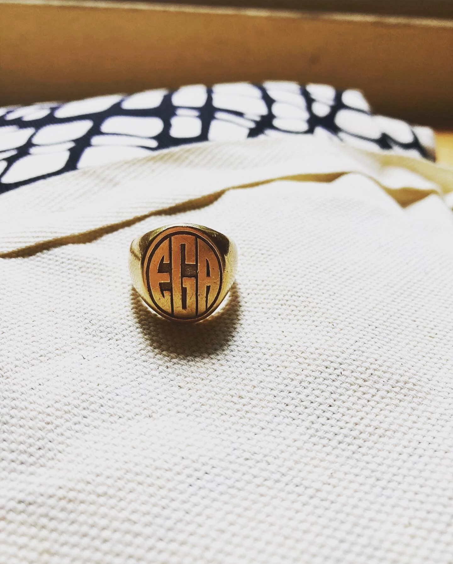 Eric Andrew Goberman. The daddy. A collector of things. So many things. Saved everything.  He never really wore this. And forgotten he had given it to me. Apparently my parents were robbed one eve. The person just took rings. Weird.  Luckily for them