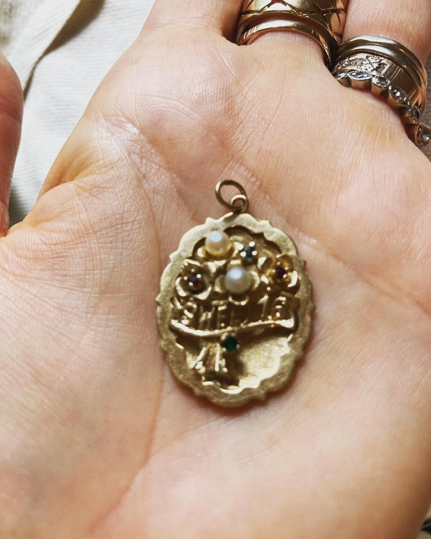 Each trinket had a story.  A momento for a milestone. Anniversaries. Birthdays. Messages of love. Dates engraved. So many for Karen. A sweet 16 charm in June of 63&hellip;.. though I knew she had died later that year.