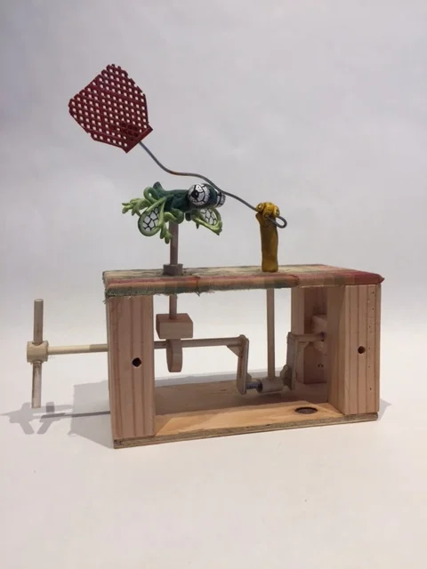 3D Design: Foundations Automata project, wood and found object