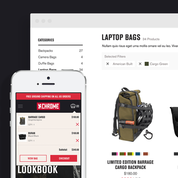 Ecommerce redesign, responsive desktop and mobile device view