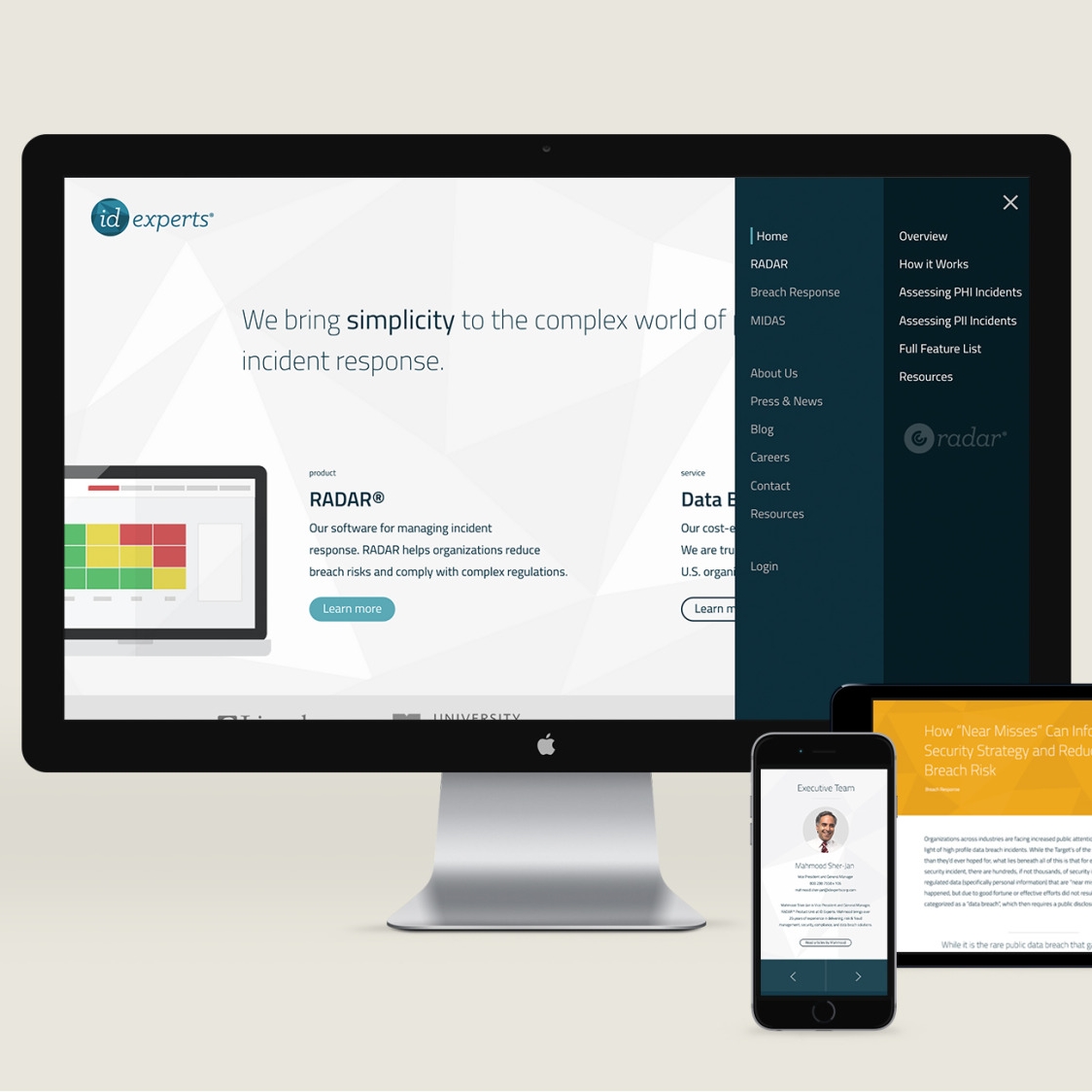Minimal, responsive web design for B2B Enterprise Software and Services company