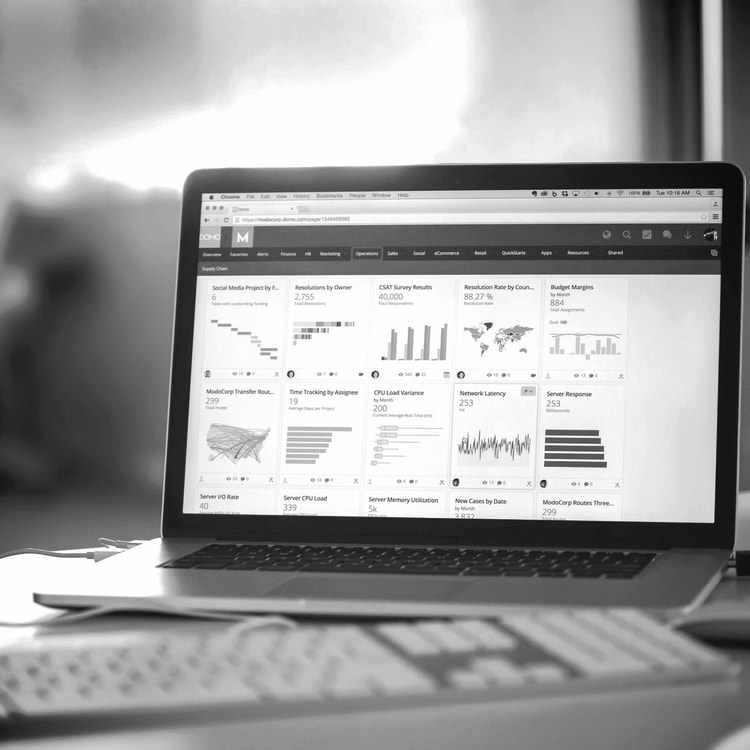 Digital Strategy - business metrics dashboard for an executive on a laptop