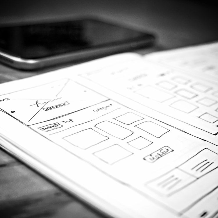 Digital product management UX sketches and concepts