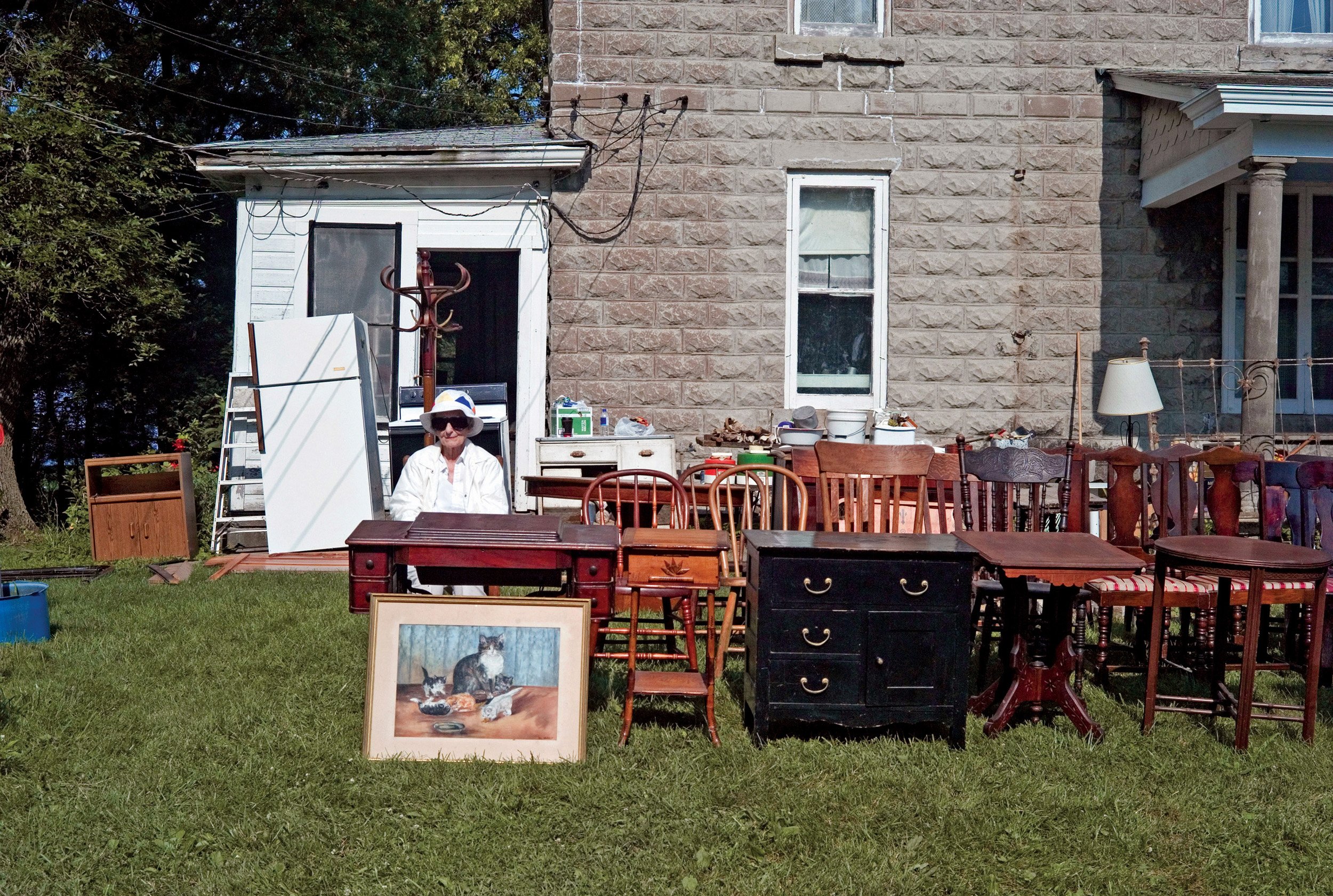  Auction photo. Martha is sitting with her cats one last time. Adams County, IL. July, 2008  