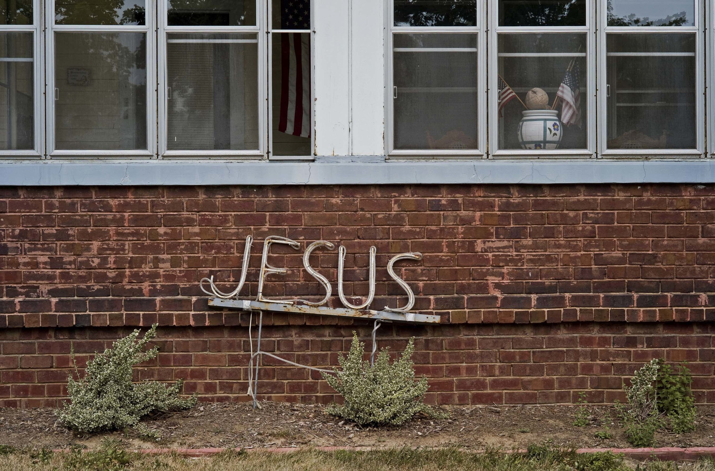  House with Jesus sign. Rushville, IL. June, 2012  