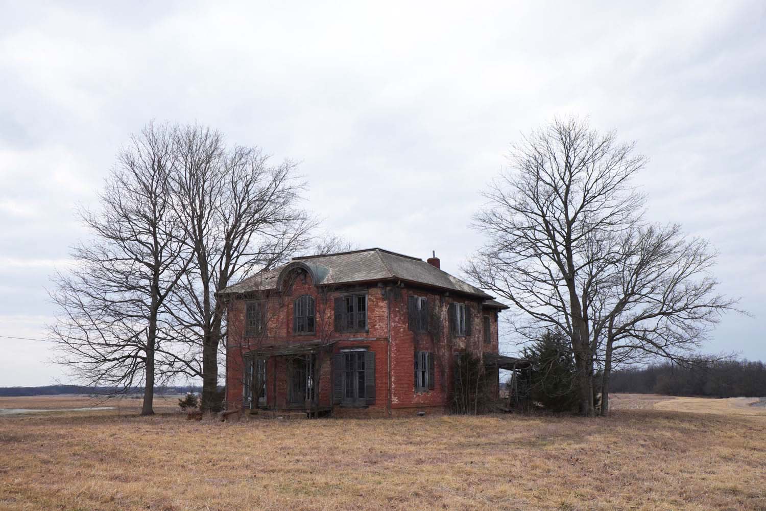  Abandoned two story red brick home. Fountain Green, IL March, 2016 