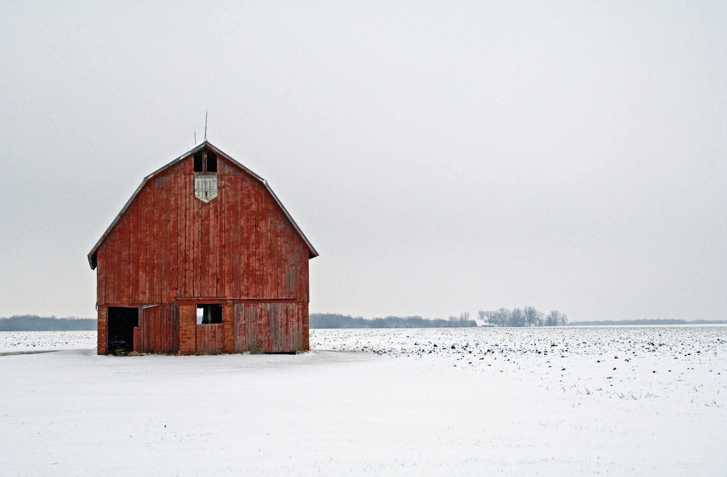 Abandoned red barn in Carthage, IL. December, 2010 