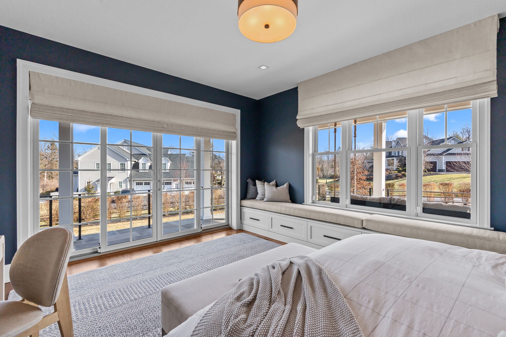 A welcoming space for any guest.

The design for this Blue Bell addition included a private first floor guest bedroom suite tucked away from the rest of the home. Large windows and doors maximize natural light and provide access to a new wrap around 
