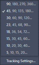 Object track settings with 45 degrees selected