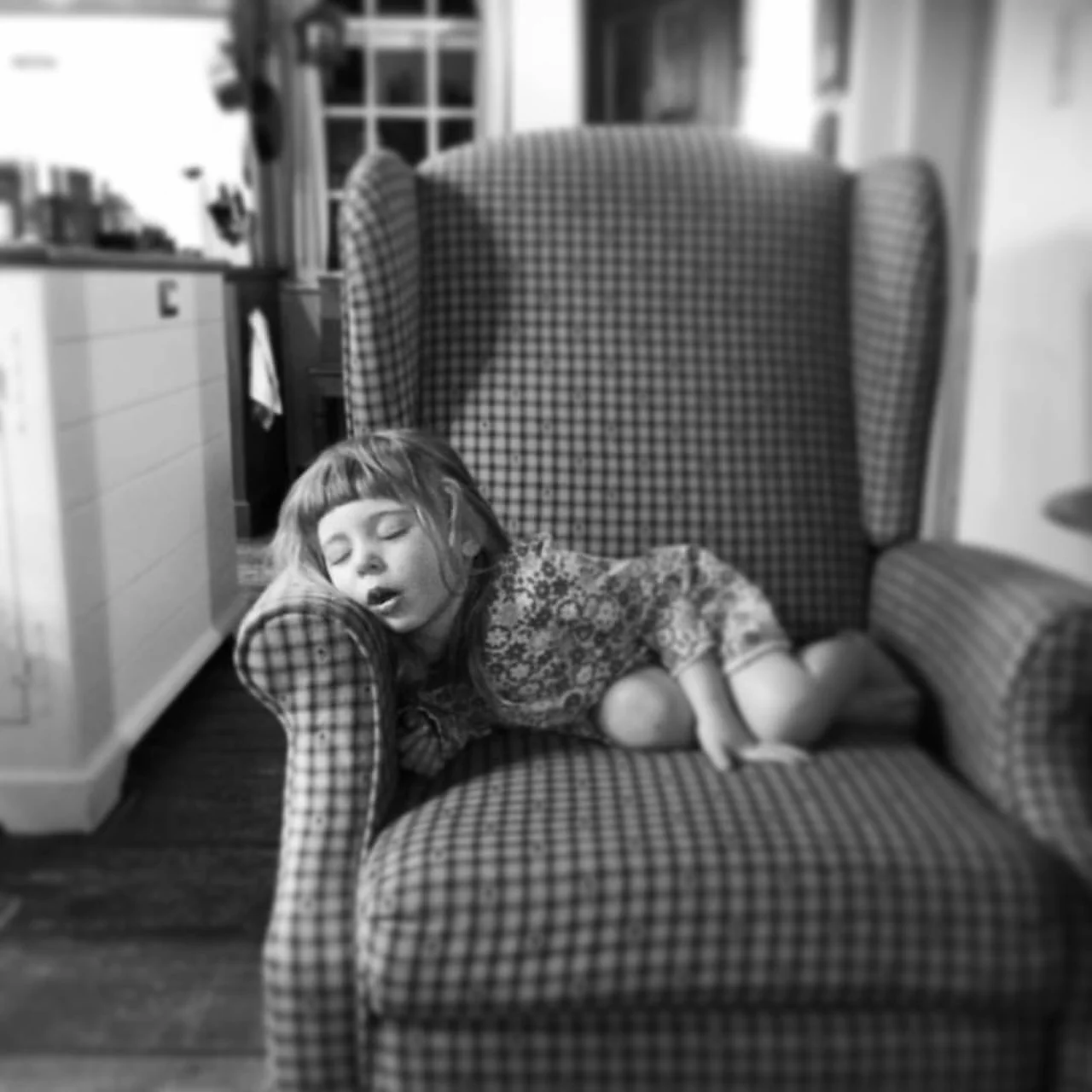 Phoebe. Sleeping in Grandpa's Chair. 12-11-15.