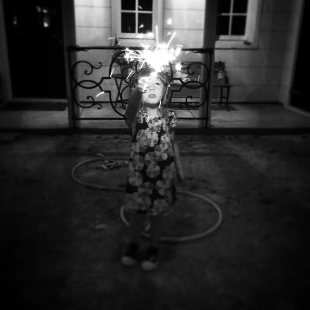   Phoebe. Sparklers. 7-4-16.  