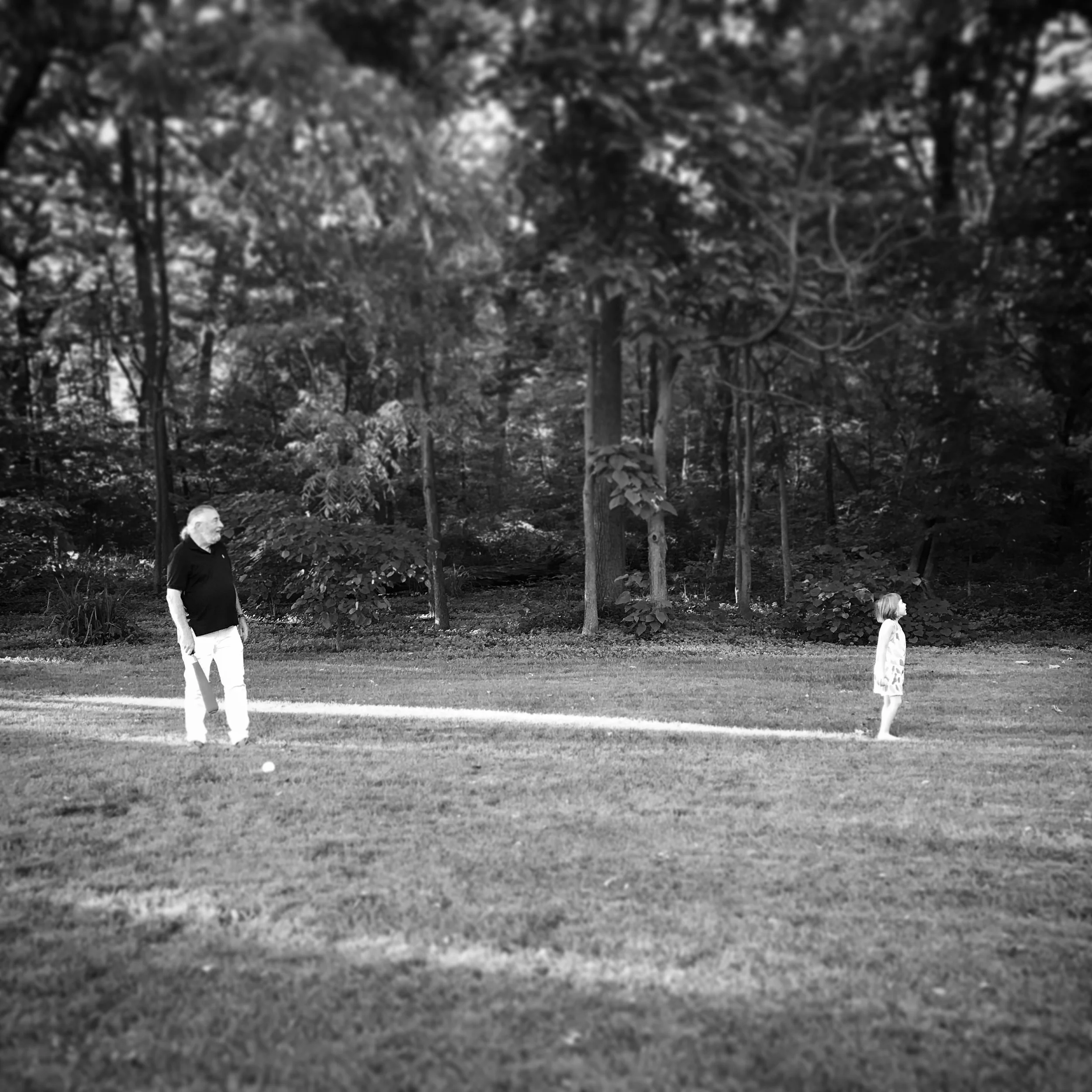   Phoebe &amp; Grandpa. Baseball. 6-24-18.  