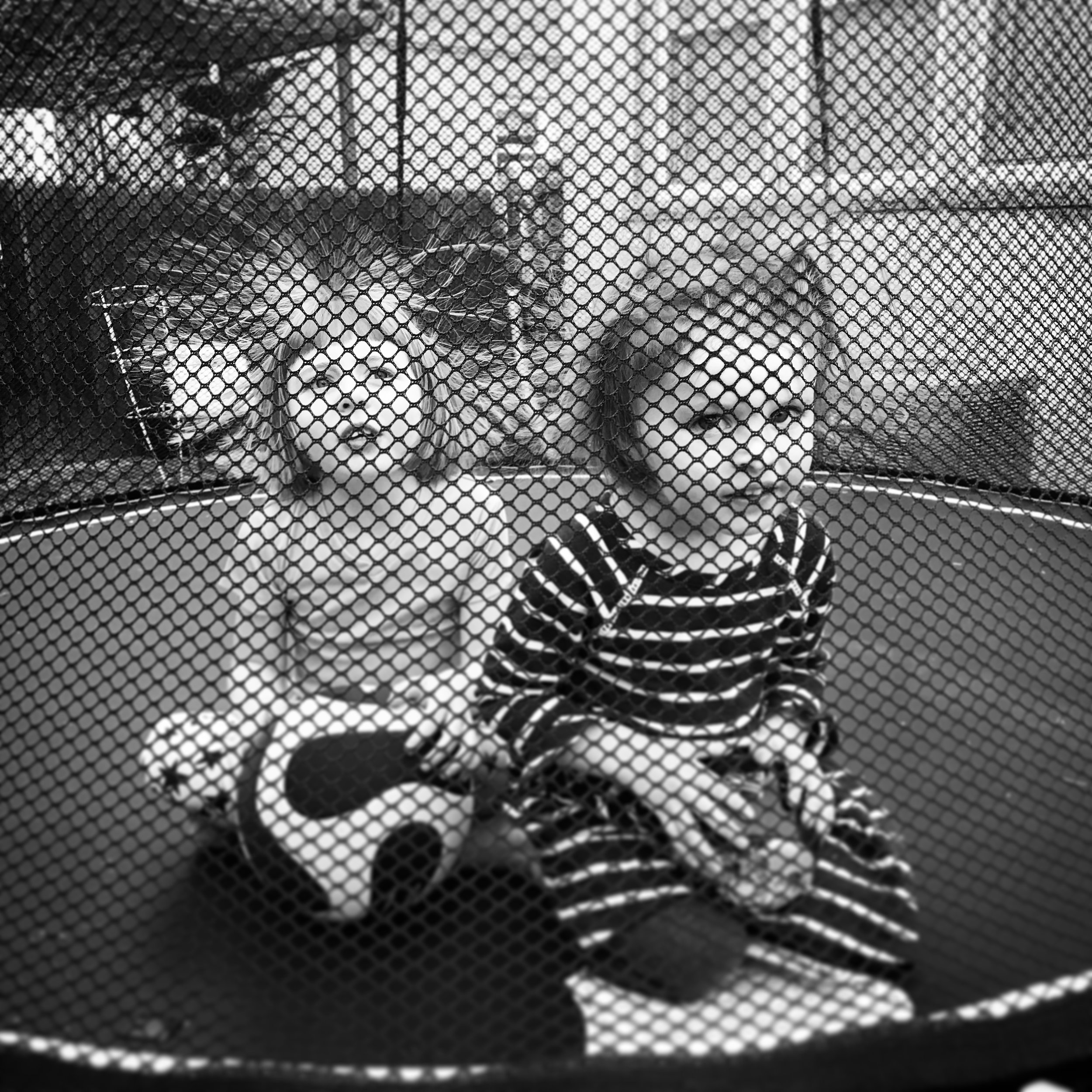   Phoebe &amp; Lucy. Trampoline. 4-4-18.  