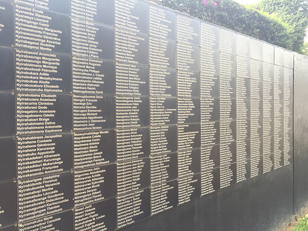 The names of some of those who were killed and now laid to rest in mass graves at the Genocide Memorial in Kigali.