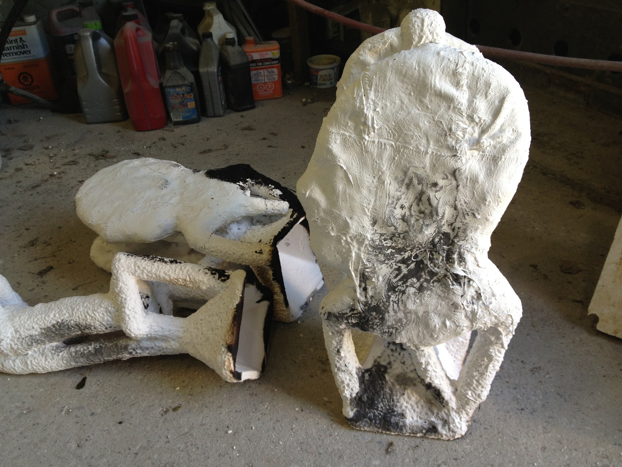  Ceramic shell vacated of wax, ready for bronze pour. 