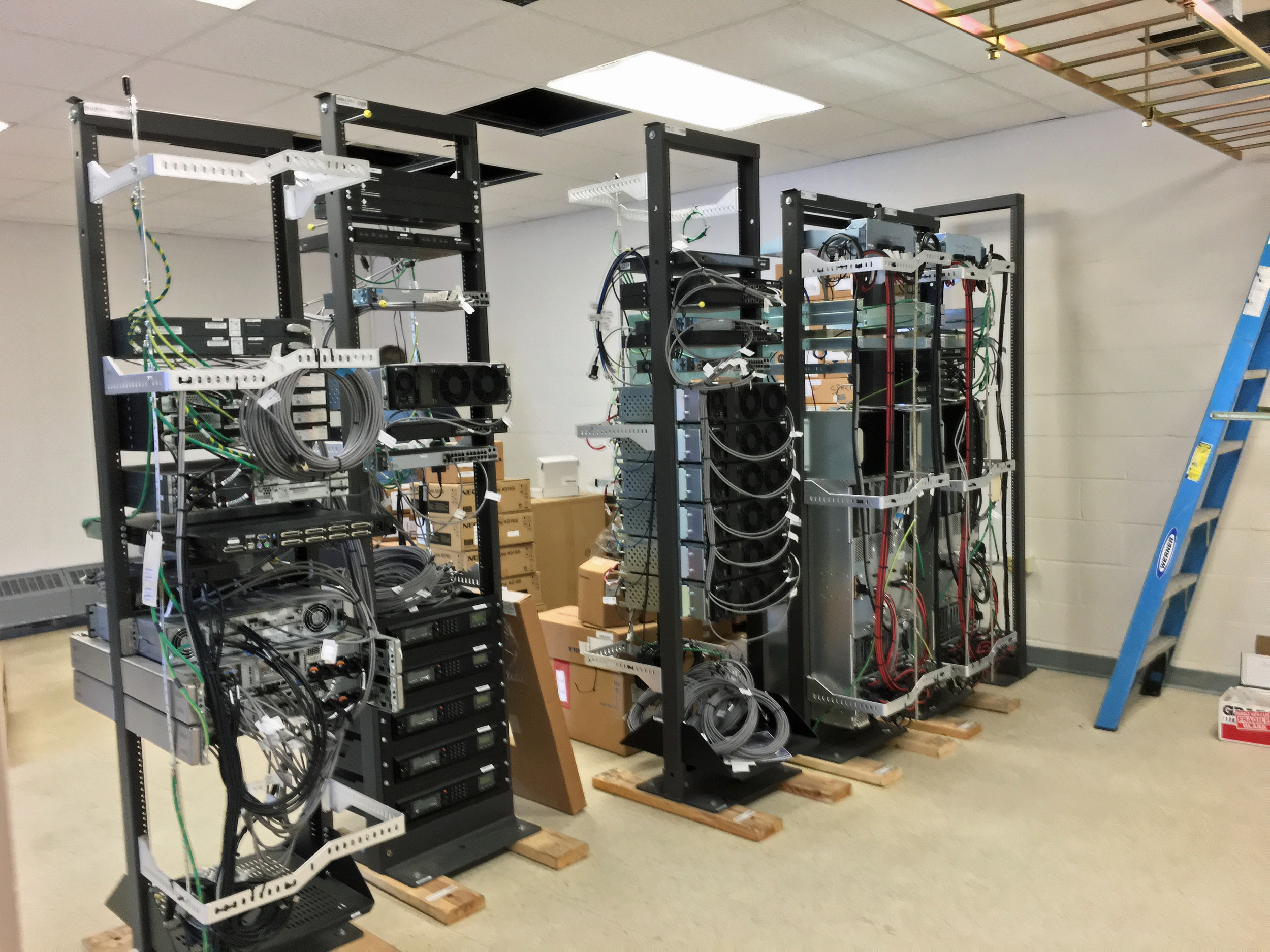Server racks being installed for a reported Emergency Command Center at Munjoy Hill's Cummings Center at 134 Congress St.