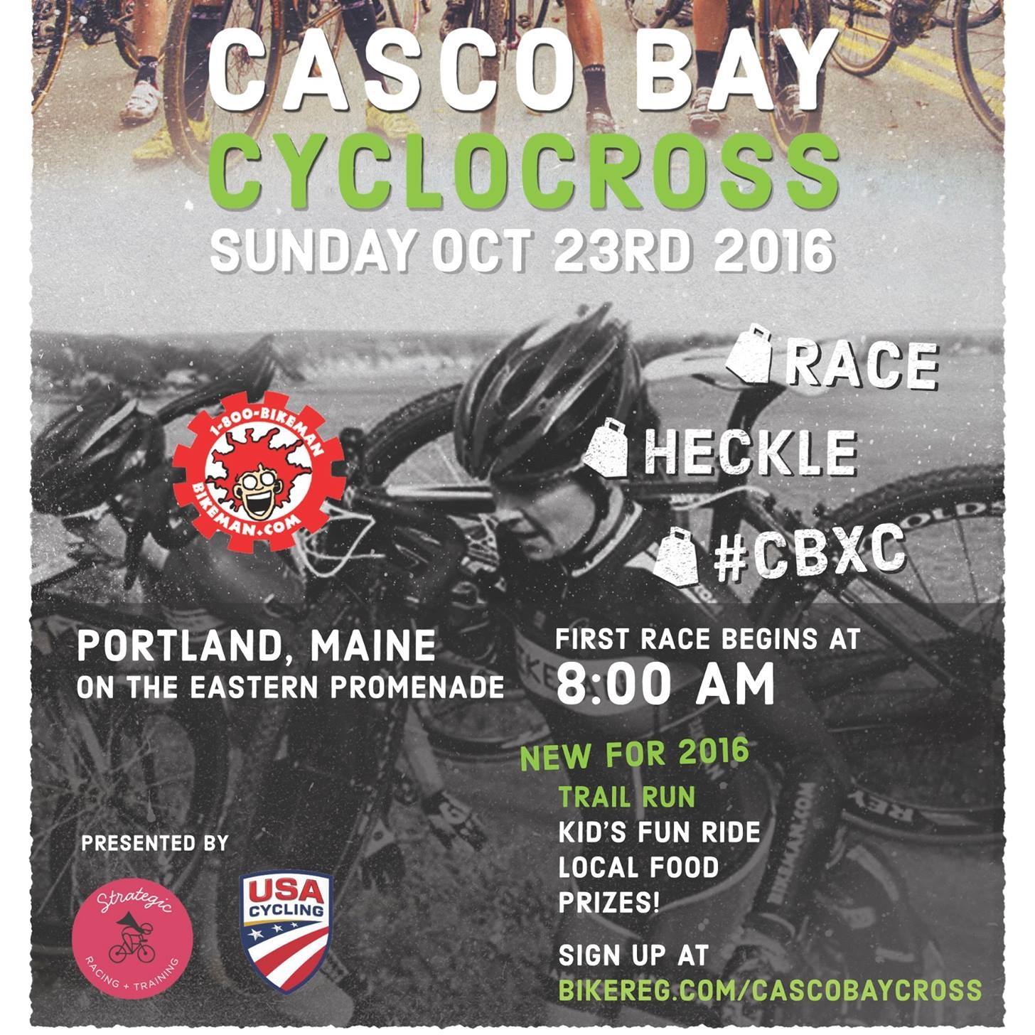 An annual grassroots cyclocross race on the beautiful Eastern Promenade in Portland, Maine. The venue features stunning views of Casco Bay. The course weaves throughout the Prom and features manmade and natural obstacles, steep climbs, and a paved start/finish. Join us Sunday, October 23rd to experience this one-of-a-kind course for yourself: Register for the category that best matches your ability level and age bracket. CBCX is permitted by the City of Portland and sanctioned by USA Cycling. USA Cycling rules apply. Visit http://www.strategic-racing.com/cyclocross/ for more information and to location street closure information. 
