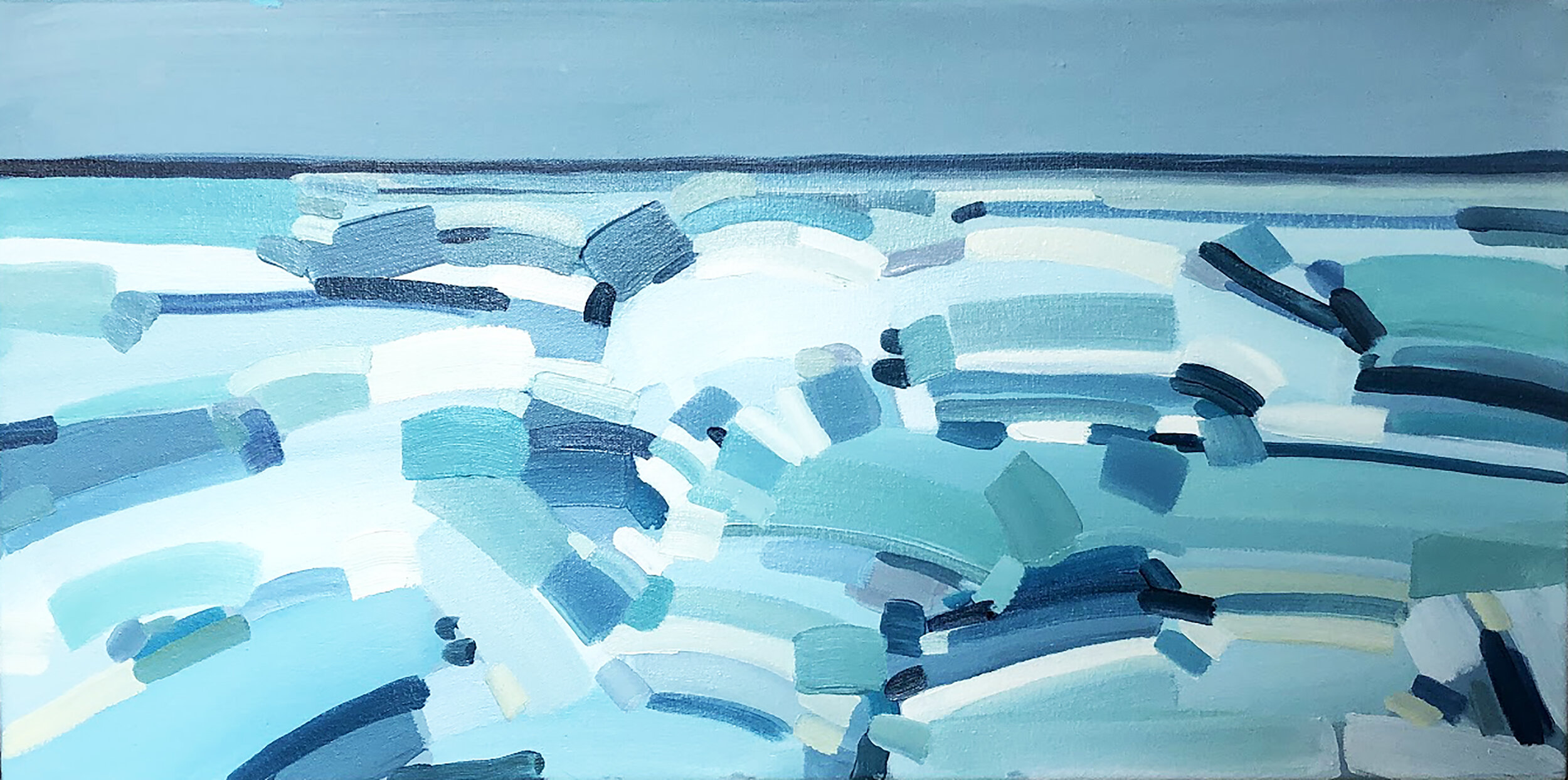 Winter Ocean, Oil on Canvas, 15"x30"