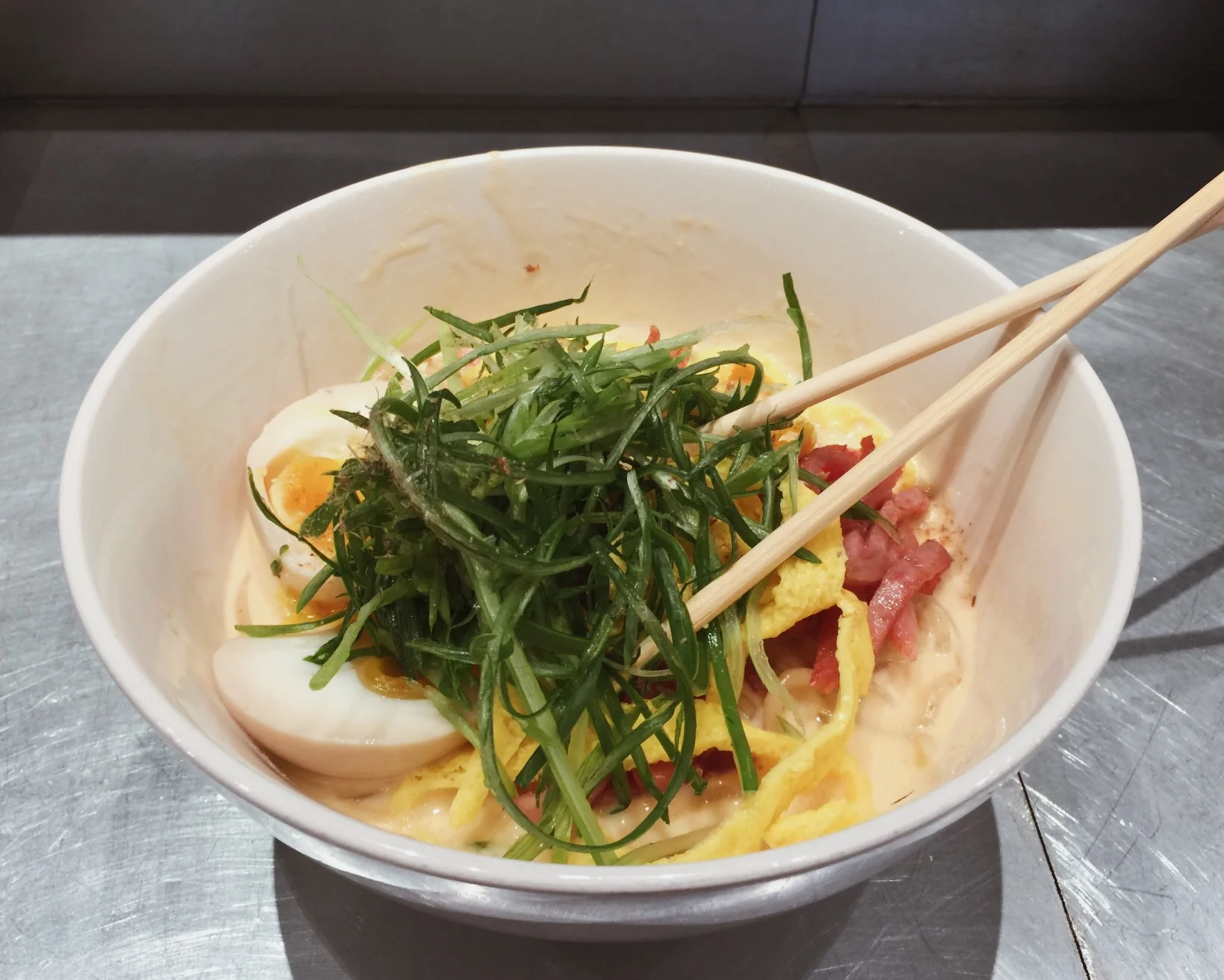 Breakfast All Day Ramen from Ivan Ramen in NYC (something we only wish we had the skill to make at home)